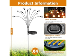 Solar Para Exterior, 4 Peças, 10 Leds, Luciole Garden, Luzes Solares Para Jardim SUNNY SPACES