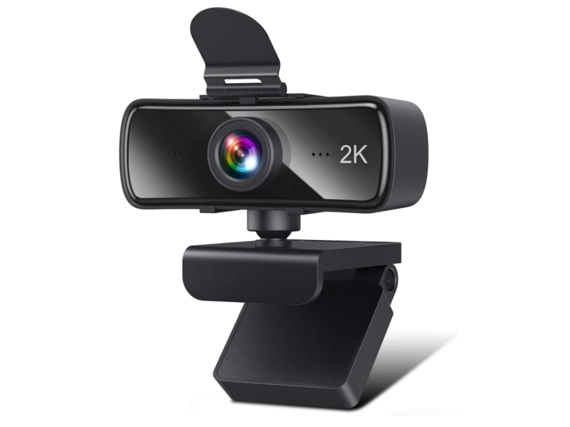 Webcam 2k Com Microfone Para Pc E Laptop, Webcam Usb Com Capa De Privacidade, Plug And Play (preto)
