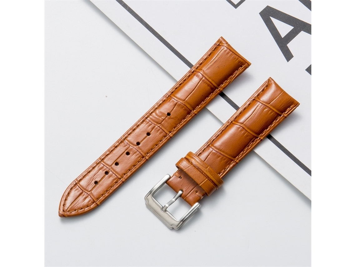 Bracelete de couro de bezerro de 18 mm (marrom claro)