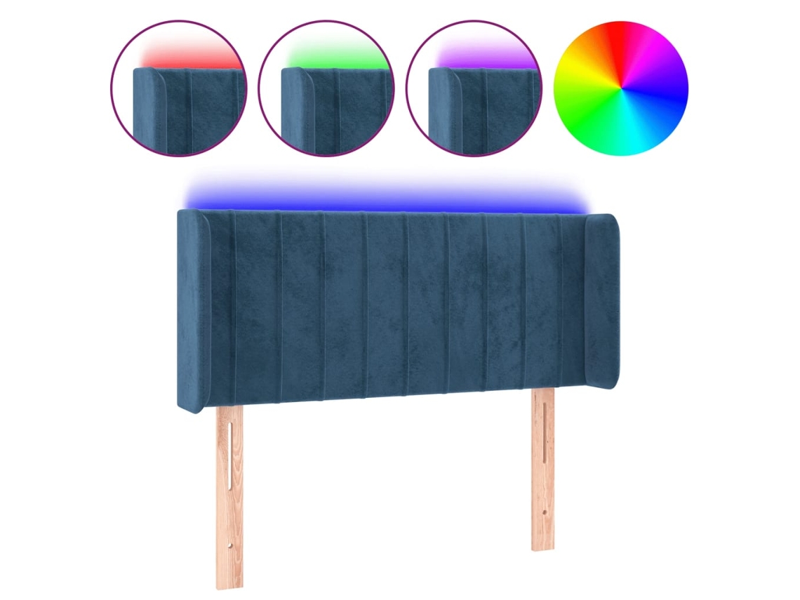 Led Headboard, Led Headboards Vidaxl Azul Veludo (93 X 16 X 78/88 Cm)