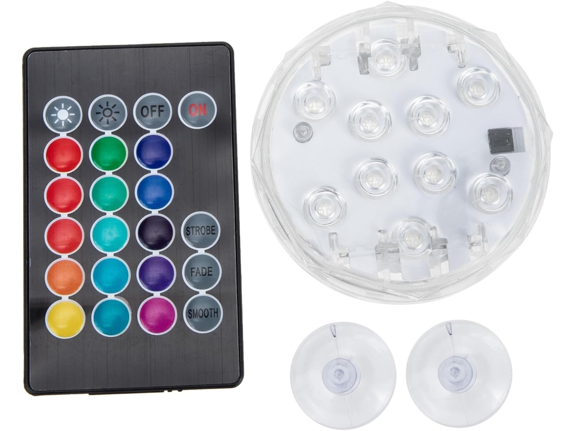 Luminária Subaquática Led Inoomp com Controle Remoto, Rgb Multicolorida, com Ventosa, para Piscinas Acima do Solo, CHABERLU