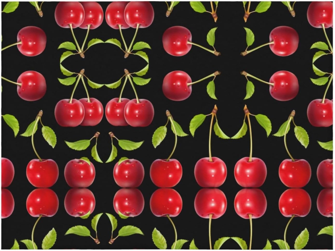Colcha de Flanela com Estampa Cerejas Macia e Aconchegante para Sofá Quarto 152 4 X 127 Cm, Macio, Quente, I