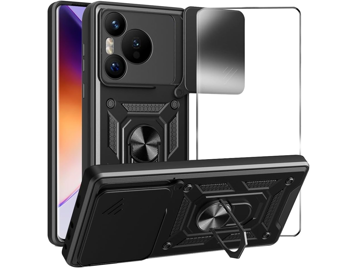 Capa Pura Anel Giratório Proteção Para Huawei Huawei Pura 70 Pro/pura 70 Pro/pura 70 Ultra Hongwe. Vidro Temperado Anti-choque Resistente