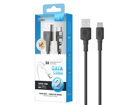 Cabo De Dados Usb 2.0 M Para Type-C M Iser Sk1003 2M (Preto)