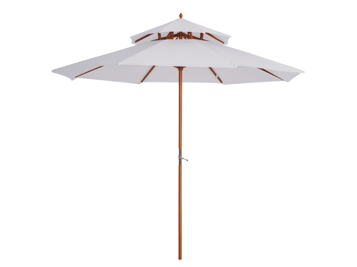 Guarda Sol de Madeira S/MARCA, de jardim, com dossel duplo, branco
