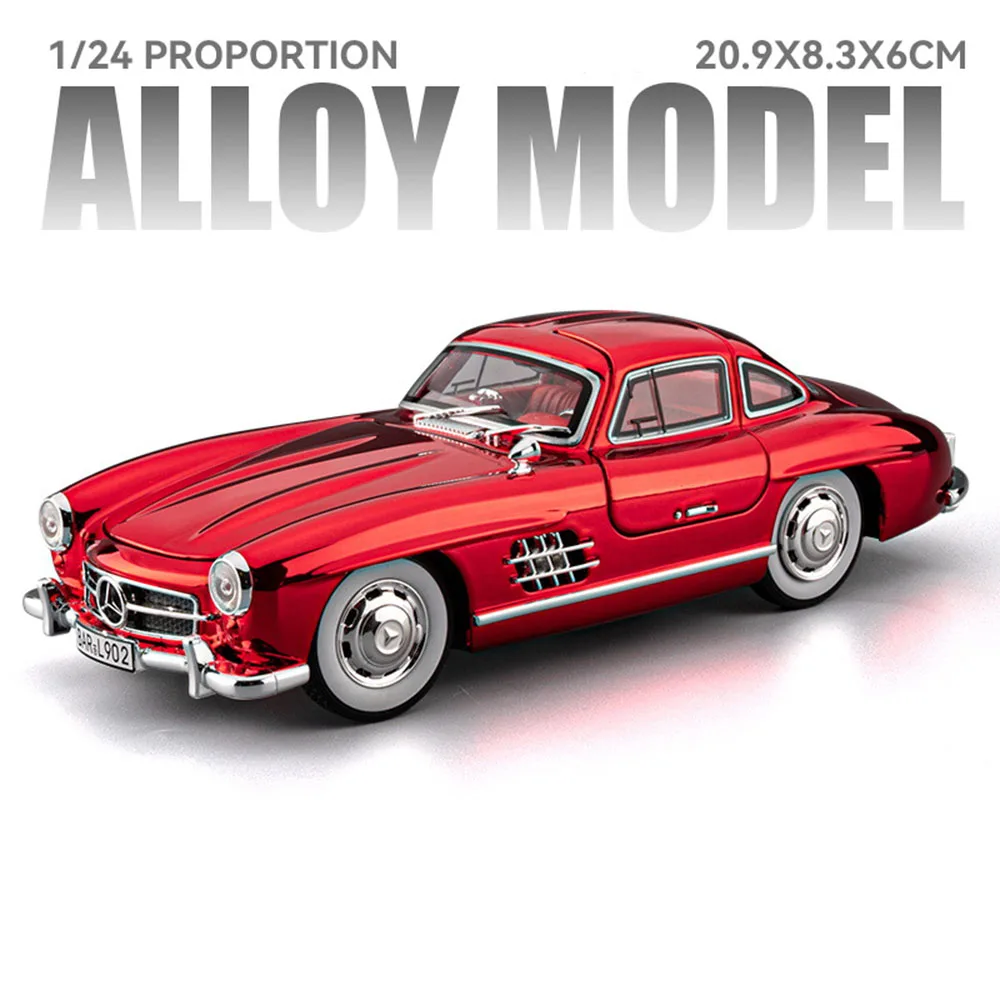 (300sl Vermelho) Modelo De Carro Esportivo Em Escala 1:24 Com Efeitos De Som E Luz, Portas Que Podem Ser Abertas.