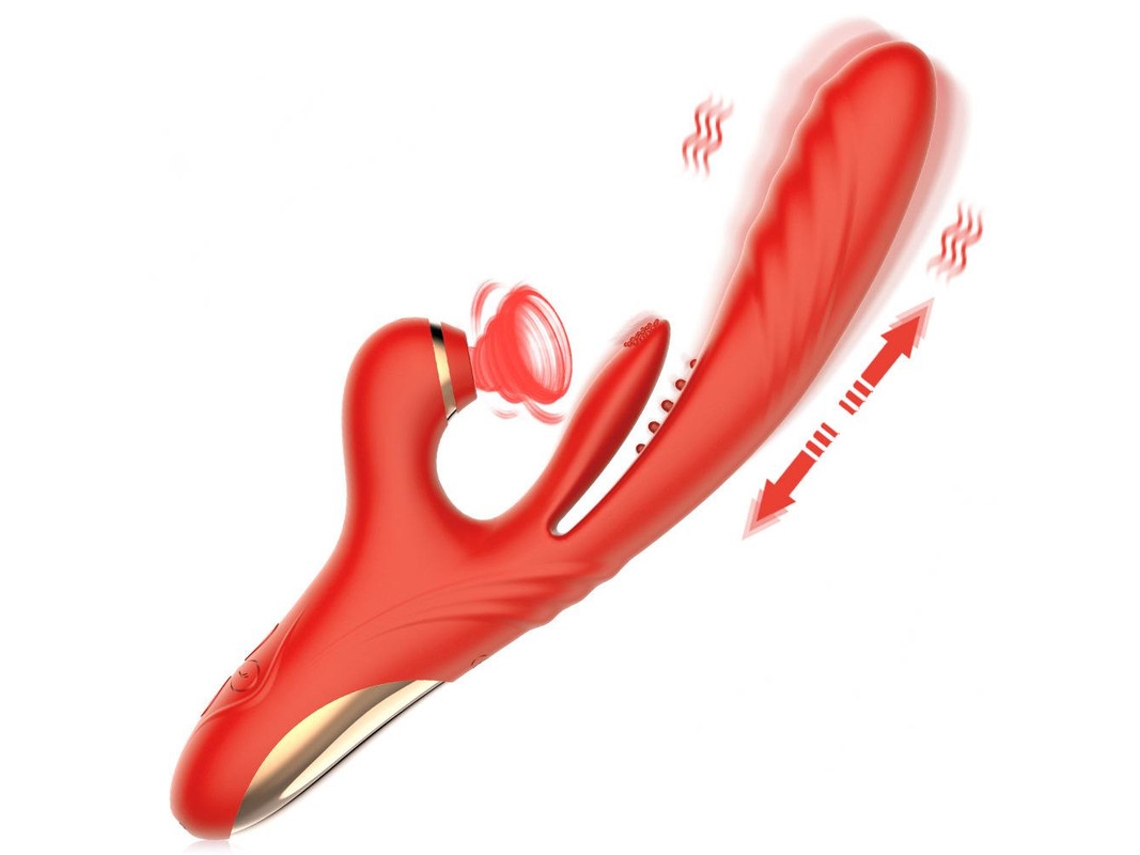 3 em 1 Vibrador de Massagem Telescópica para Chupar Língua e Lamber para Mulheres Laranja YIZHOOD