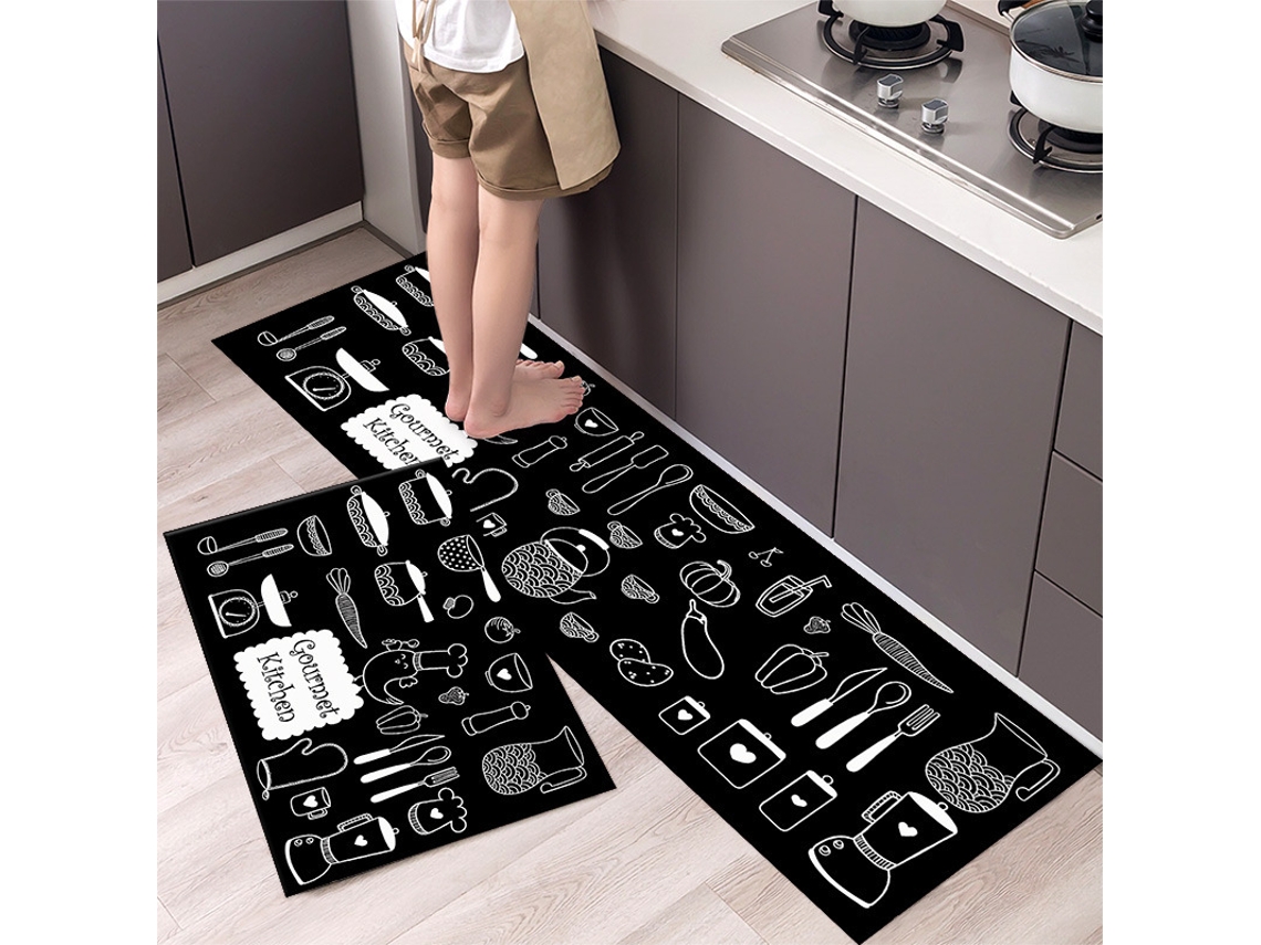 Tapete de Cozinha de 2 Peças, Tapete de Corredor Antiderrapante e Lavável, Estilo 17, 60x90cm/60x180cm DIGITALLAB