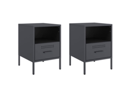 Conjunto 2 Mesa De Cabeceira Vidaxl Antracite Aço (36 X 39 X 50.5 Cm)