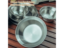 Conjunto de Pratos Inox Reutilizáveis para Camping