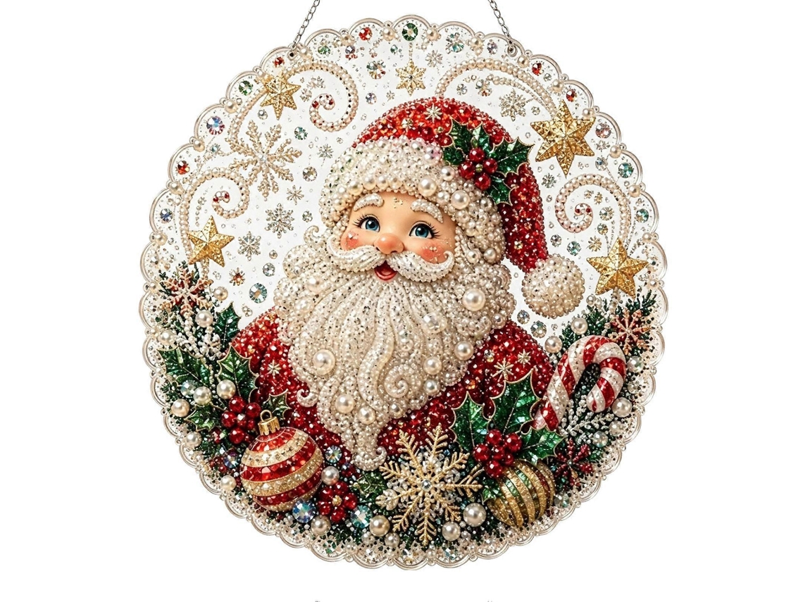 Kit De Pintura De Pérolas E Diamantes De Natal, Decoração De Janela De Férias Diy Para Iniciantes - 10 Polegadas A