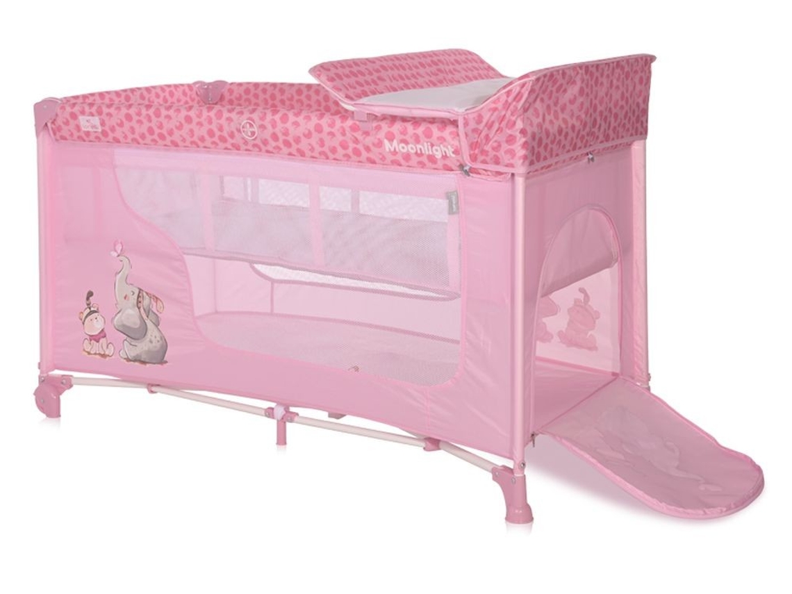 Berço de Viagem de Altura Dupla com Trocador e Aba Lateral Moonlight Mellow Rose LORELLI