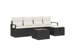 Conjunto 6 Conjunto De Sofás Para Exterior Vidaxl Preto Vime Pe (55 X 55 X 37 Cm)