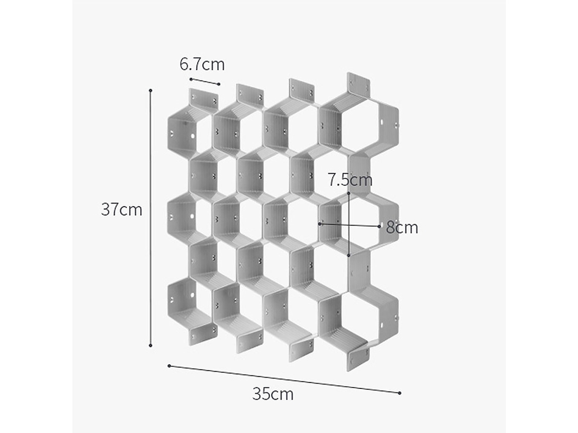 Paquete de 2 divisores organizadores de cajones ajustables con diseño de panal para calcetines de cintura - Gris