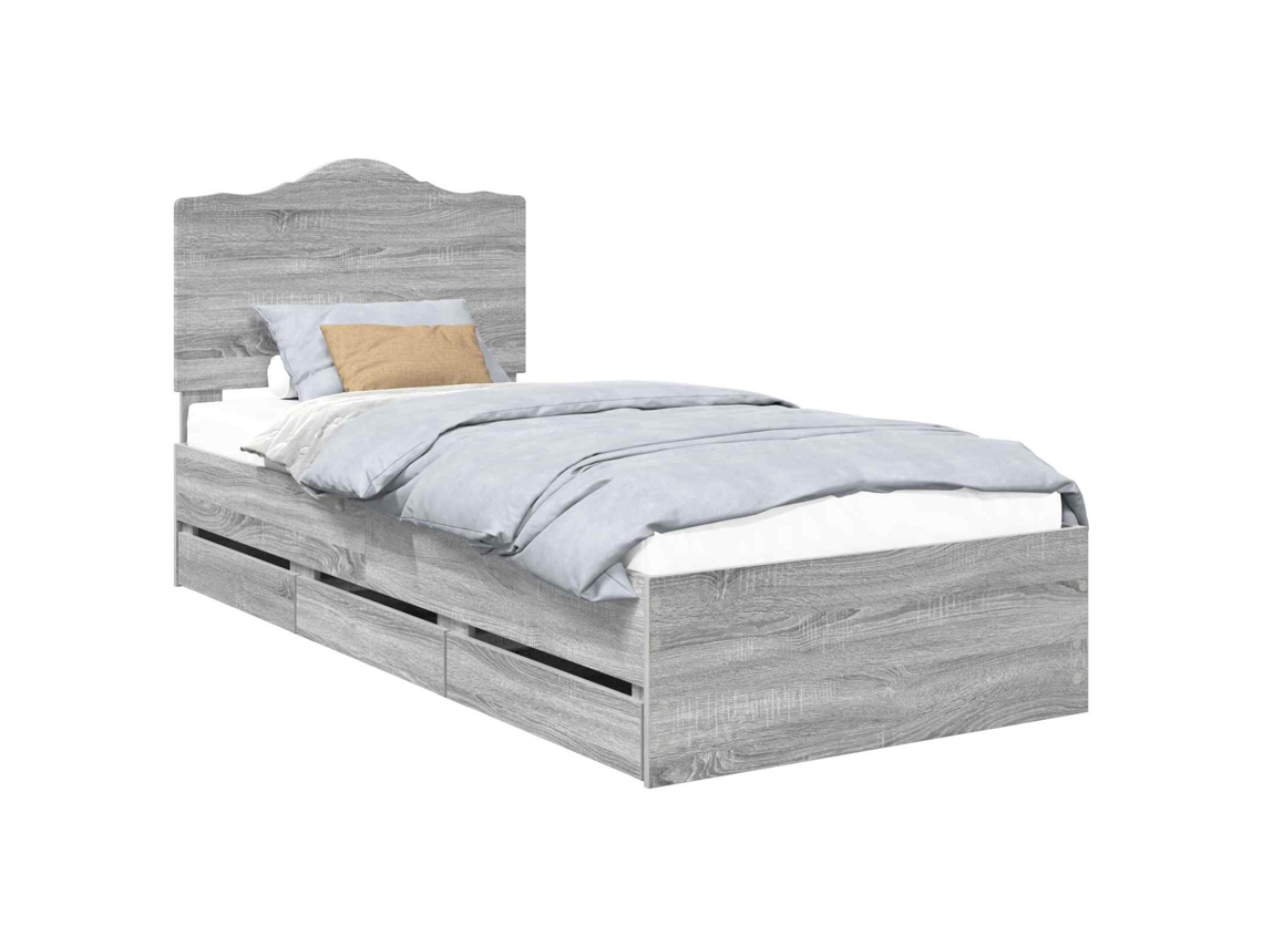 Estrutura da Cama com Gaveta Sonoma Cinza 90 X 190 Cm MAISON EXCLUSIVE