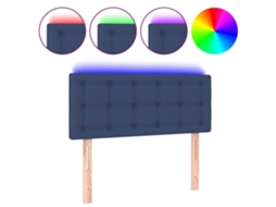 Cabeceira de Cama SFUSHOS com Luzes LED Tecido 100x5x78/88 cm Azul