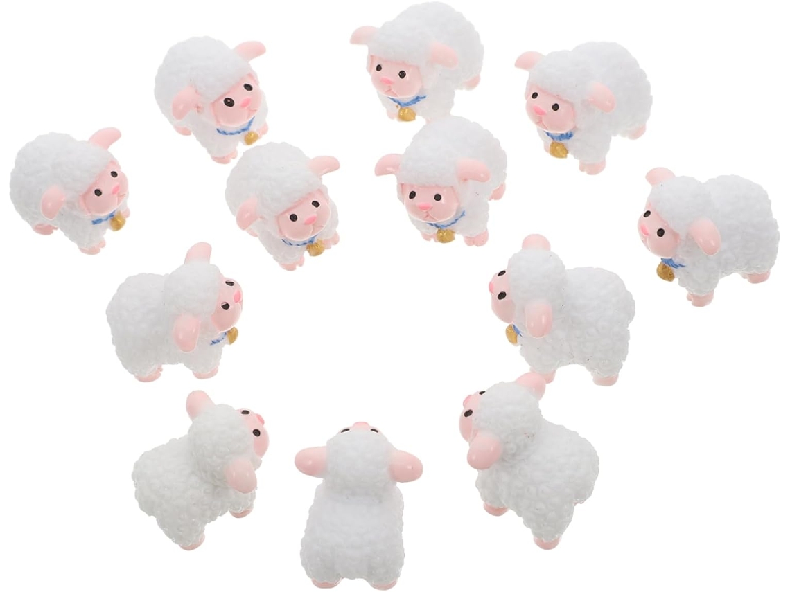 Conjunto De 12 Miniaturas De Ovelhas E Cabras Em Resina Para Decoração De Jardim.