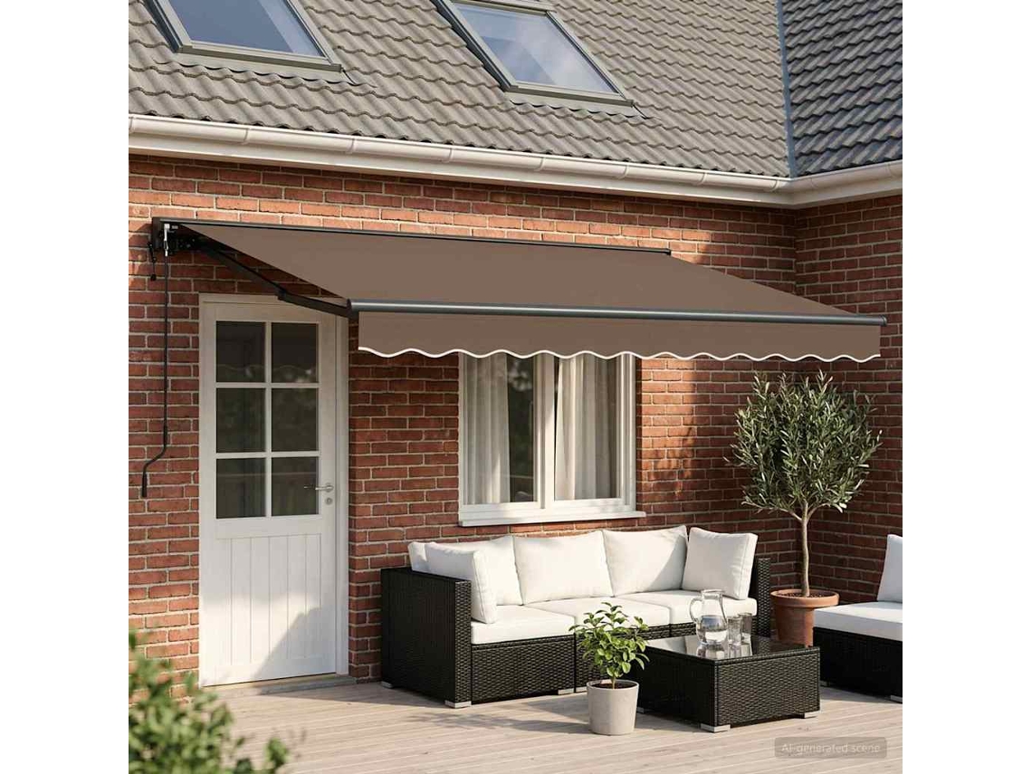 Vidaxl Toldo Retrátil Cinzento-acastanhado 4 × 3 M