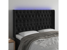 Cabecero con luces LED Terciopelo 163x16x118/128 cm Negro