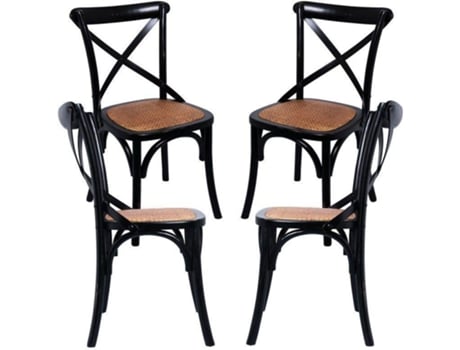 Pack 4 Cadeiras  Altea (Preto - 43 x 87 x 45 cm - Madeira - Junco)