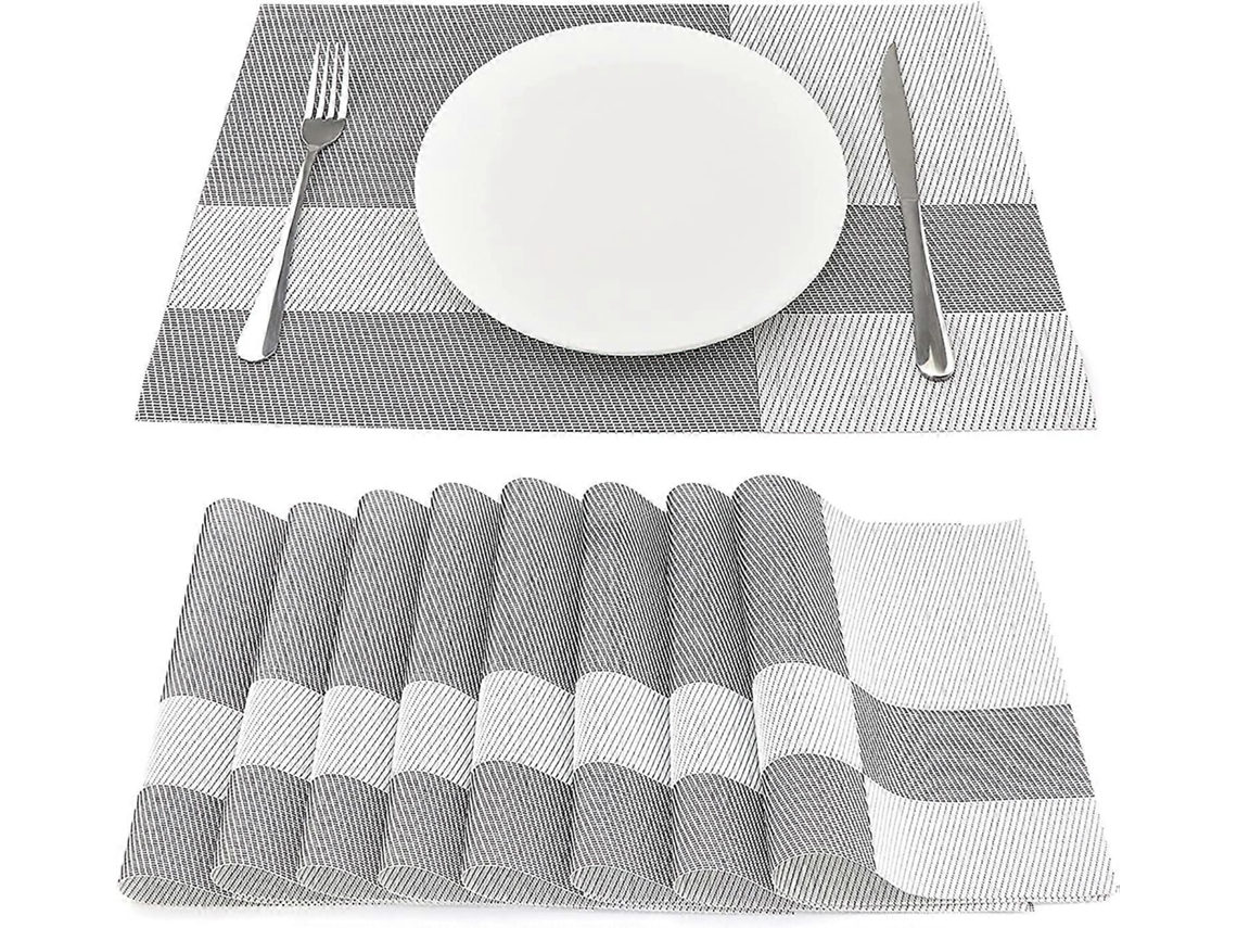 Rebe conjunto de 8 Manteles de Vinilo Resistentes Ao Calor 45cm*30cm, Listras Brancas