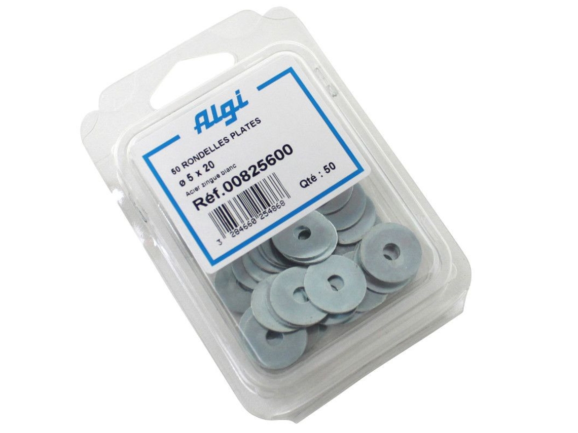 Conjunto de 50 anilhas planas de aço ALGI