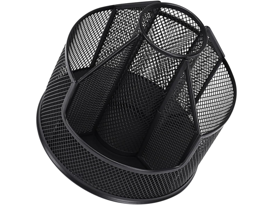 Porta canetas Giratório Multifuncional, Organizador de Mesa Preto para Lápis e Materiais Escolares, Acessório