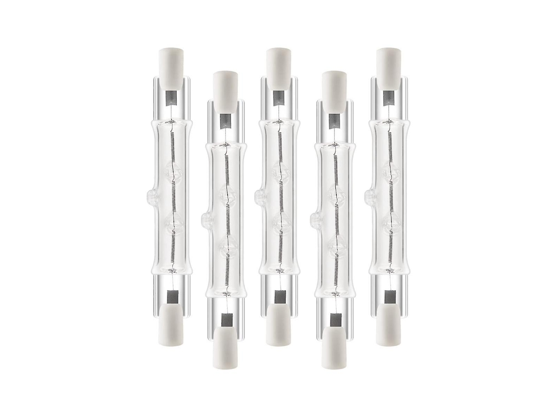 Rebe Pacote com 5 Lâmpadas Halógenas Lineares R7s 118mm 300w 230v Ajustáveis para Construção Lar Lojas Mesas Transparentes