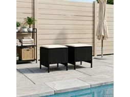 Vidaxl 2 Unid. Pufe De Jardim Rattan De Pe Preto E Creme