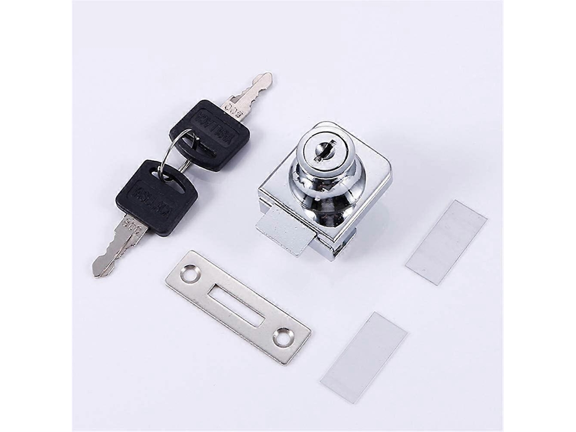 Cerradura para Portas de Vidro de Aço Cromado, Painel de Vidro, Mostrador, 5 8mm, Sem Perfuração, 2 Chaves Únicas