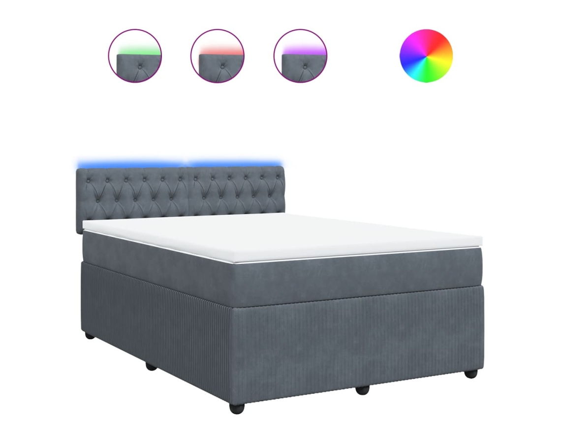 Box Spring Bed, Box Spring Beds Vidaxl Cinzeto Veludo (140 X 200 Cm)
