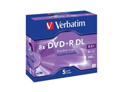 VERBATIM DVD+R DOBLE LAYER 8.5GB 8X JEWEL CASE 5