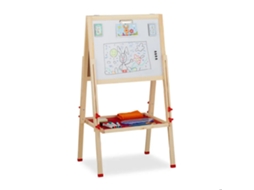 Cadeira de estudo infantil branca, altura ajustável, cavalo de madeira, 102 x 135 x 55 x 52 cm, cor natural