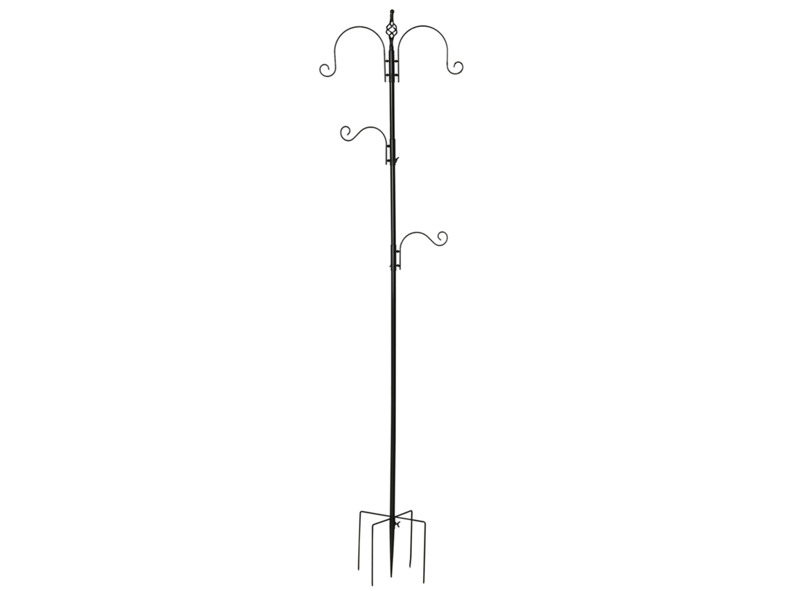 Comedouro de Pássaros Decorativo Estação de Alimentação Aves Selvagens, 4 Ganchos 54,5x54,5x208cm, Preto Ge