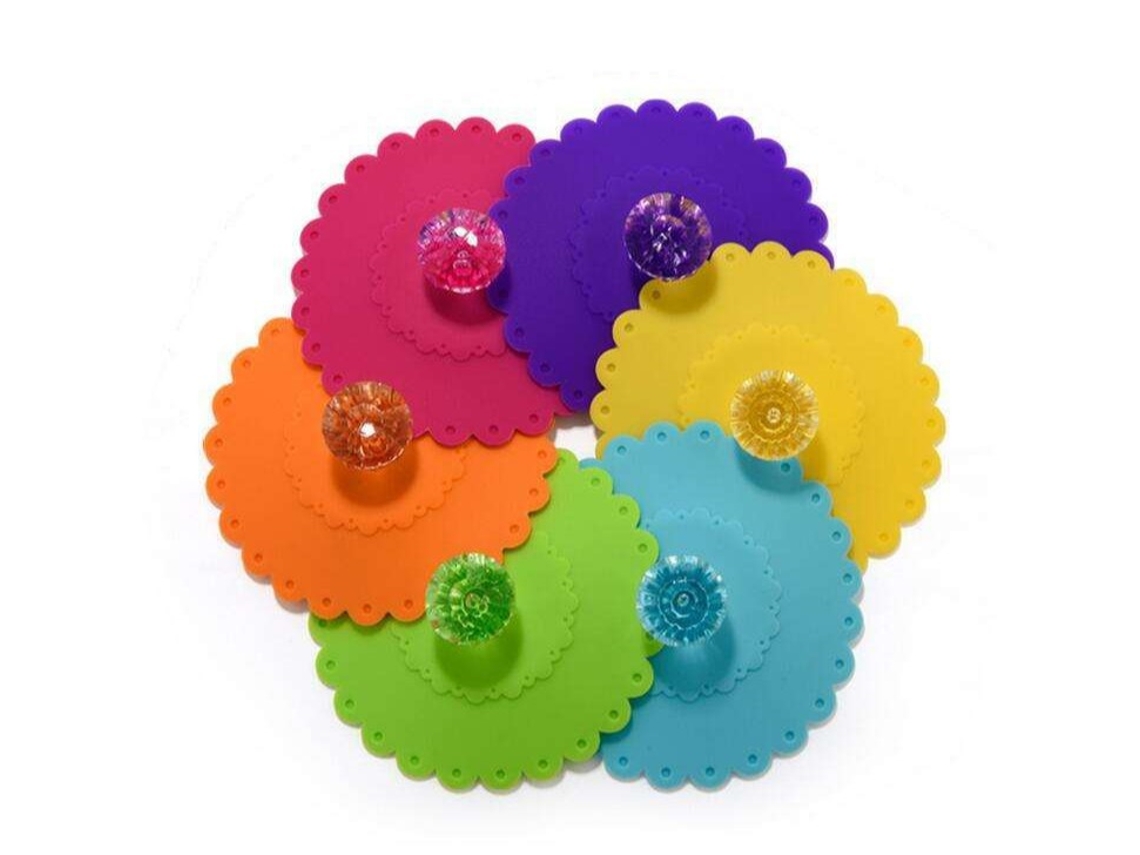 Conjunto De 6 Tampas Silicone Para Copos E Tigelas, Com Design Boneca Fofa. À Prova Poeira. Aquaforge
