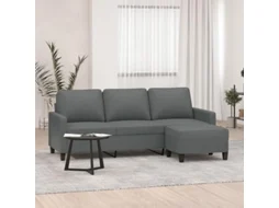 Sofá de 3 lugares com apoio de pés VIDAXL Cinzeto Tecido (198x77x80cm)