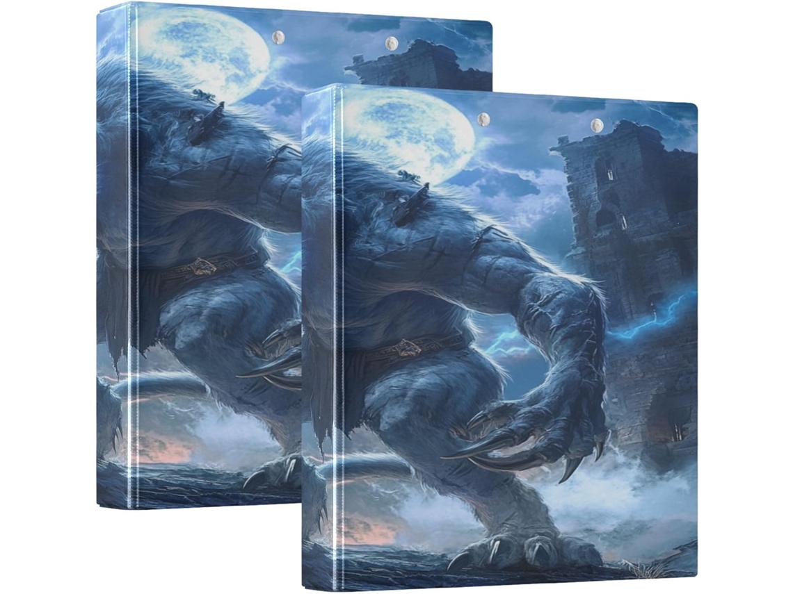 Pasta De Fichário Blue Fierce Monsters 1 2 Polegada Com 3 Argolas E Bolsos Internos, Pacote Com 1 2 Unidade, Material De