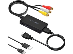 Conversor Adaptador 1080p Rca Av Composite Cvbs Para Hdmi Com Cabo Hdmi Incluído Compatível Com Ps2/ps3/xbox/snes/n64/ Pal/ntsc, Plug Play Yizhood