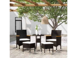 Vidaxl 5 Pcs Conjunto Lounge De Jardim Vime Pe Preto