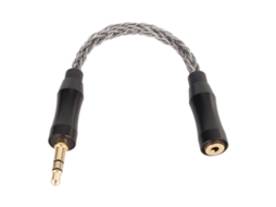 Cabo Adaptador De Áudio 2.5mm Fêmea Para 3.5mm Macho Com Núcleo De Cobre De Cristal Único E Conector Dourado 14cm Cinza