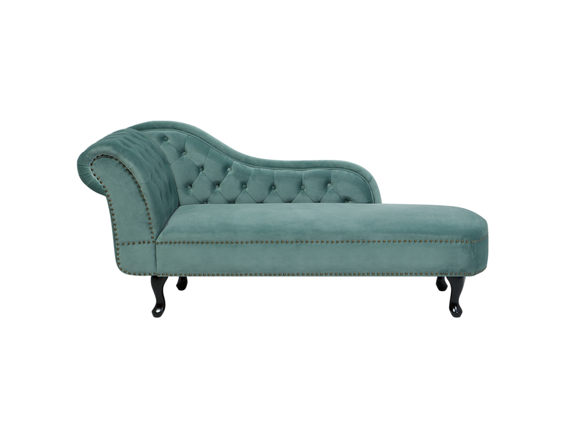 Chaise longue versão à esquerda BELIANI Nimes de Veludo Verde 169x65x79
