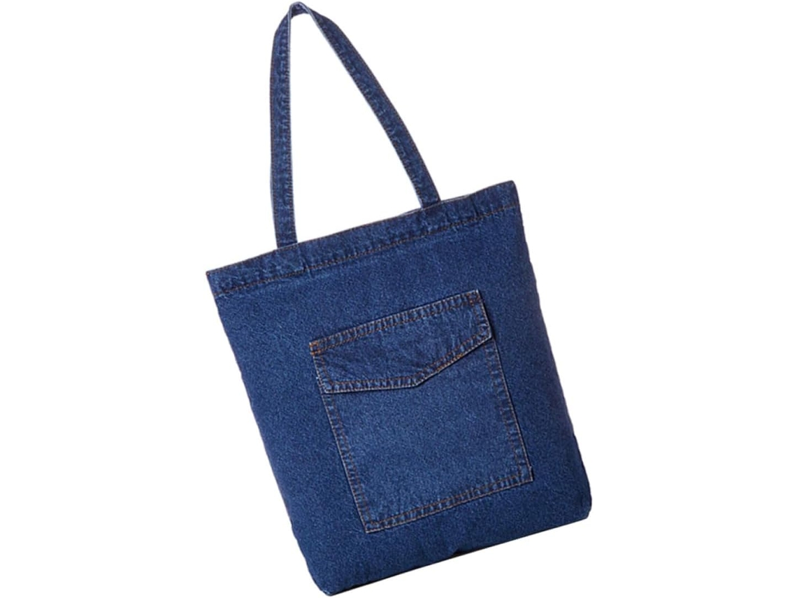 Bolsa Feminina De Tecido Jeans, Estilo Casual, Espaçosa, Com Alça De Ombro.