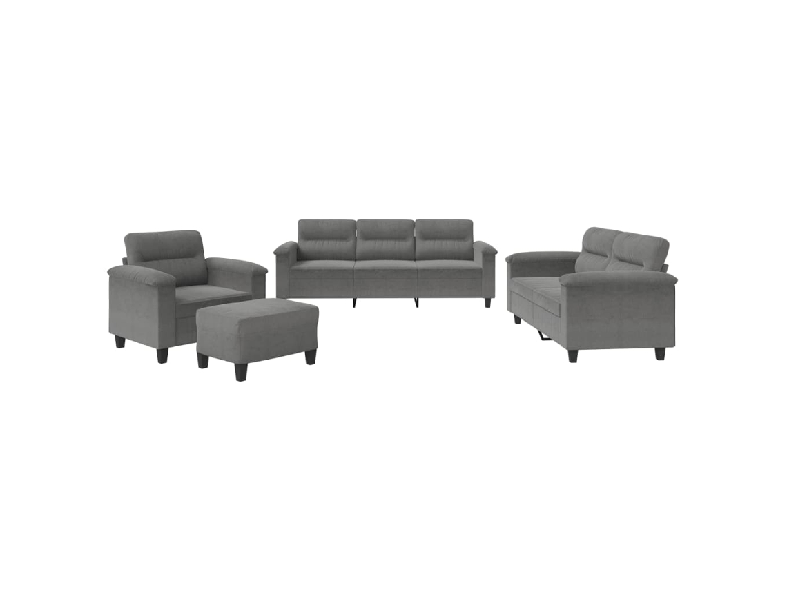 Conjunto de 4 Sofás com Almofadões Microfibra Cinza escuro MAISON EXCLUSIVE