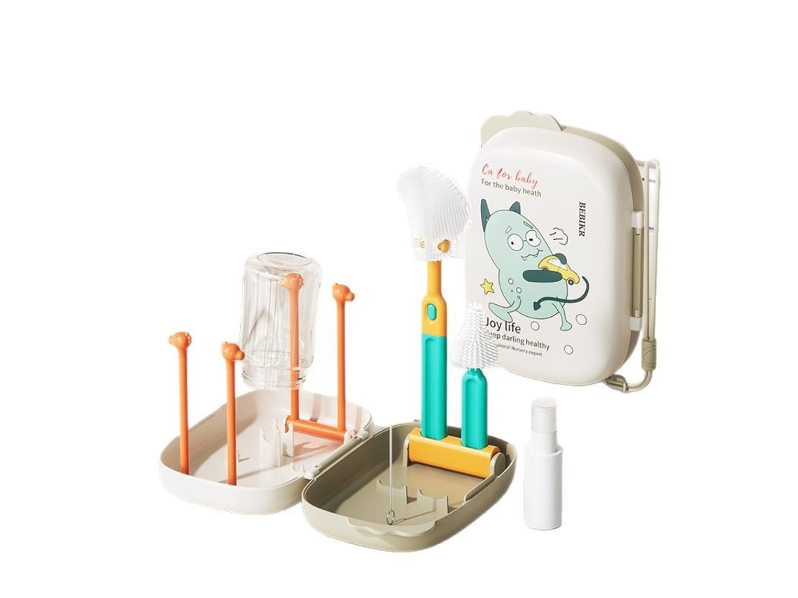 Kit De Limpeza De Biberões,silicone, Escova, Suporte Secagem, Limpa Palhinhas Branco Hexinyigjly