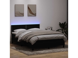 Vidaxl Cama Box Spring C/ Colchão E Led 160x210 Cm Veludo Preto