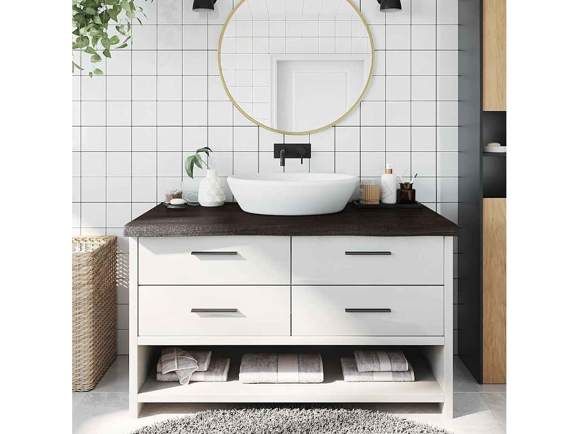 Vidaxl Bancada P/ Wc 100x60x(2-6)cm Madeira Tratada Maciça Castanho