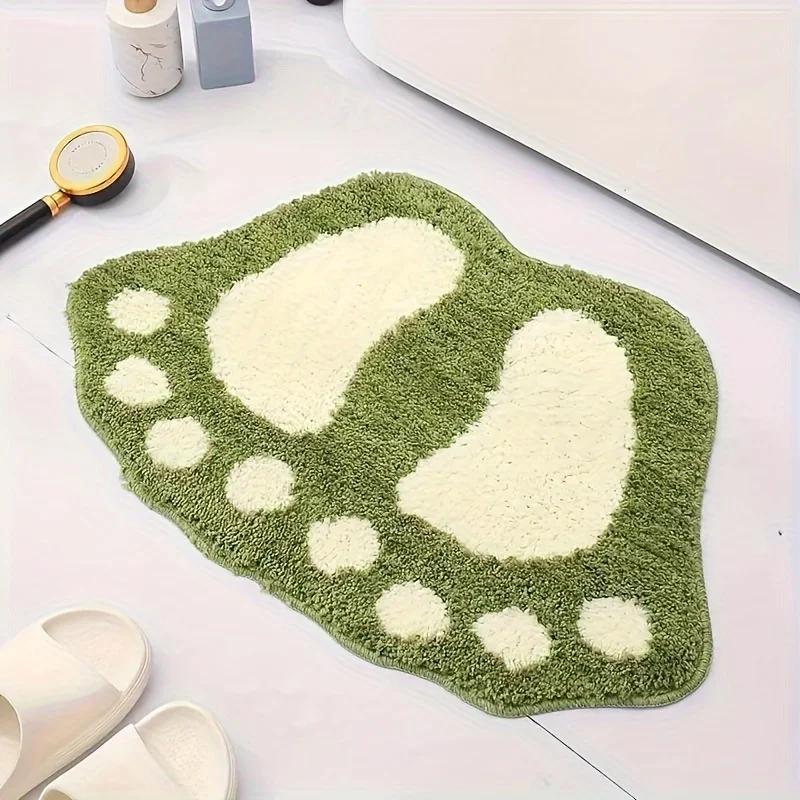 Tapete De Banheiro Fofo E Felpudo (verde, 60 X 90 Cm), Absorvente, De Secagem Rápida E Antiderrapante.