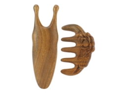 Kit De Pente De Gua Sha Para Nariz E Couro Cabeludo De Sândalo