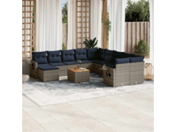 Vidaxl Conjunto De Sofá De Jardim Com 12 Peças E Almofadas Em Rattan Sintético Cinza