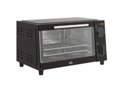 Mini Forno Elétrico 9l 750w Preto Em Aço Inoxidável, Temperatura Ajustável 100-230°c, Temporizador 60 Min, Grelha E Tabuleiro Incluídos